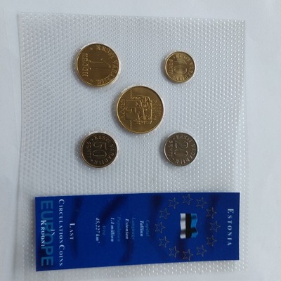 Estonia zestaw 10 senti - 5 koron UNC