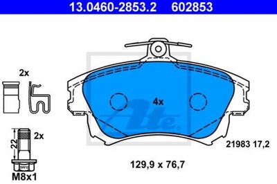 ATE 13.0460-2853.2 КОЛОДКИ ГАЛЬМІВНІ ПЕРЕД VOLVO S40/V40 1,6-2,0 95-04