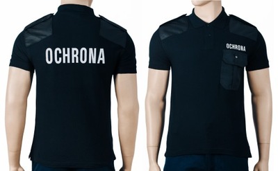 Koszulka polo OCHRONA czarna pagony haft XL