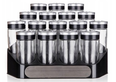 KOMPLET NA PRZYPRAWY POJEMNIKI kuchenne 95 ml x 16