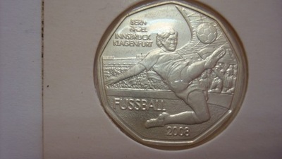 Moneta Austria 5 euro, 2008 Piłka stan 1