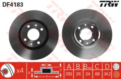 Диск гальмівна перед citroen c5 2001-2004 dc фото №1