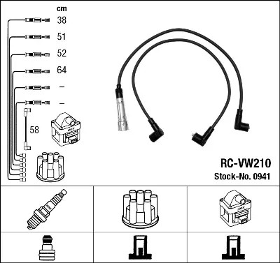 RC-VW210 ПРОВОДИ ZAPLONOWE NGK 0941