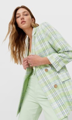 Stradivarius żakiet marynarka krata XS