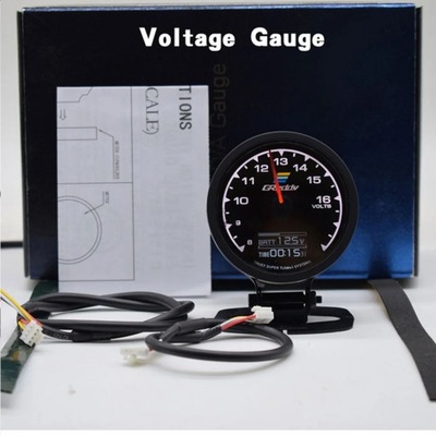 GREDDI TURBO BOOST GAUGE 7 COLORS LCD DISPLAY VOLTAGE OIL WATER TEMP~76231  