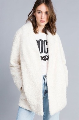 H&M płaszcz kożuszek baranek futerko owieczka teddybear kremowy ecru kurtka