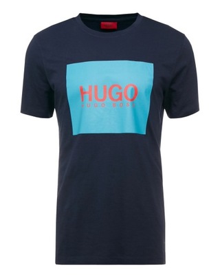 HUGO BOSS _ Męski Granatowy T-Shirt Logo Kwadrat Navy Tee _ S