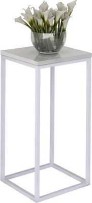 Stolik pomocniczy Biały metal Blat Biały Połysk 60 cm
