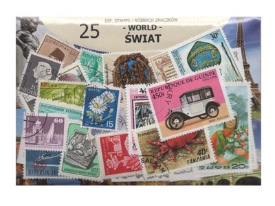 Pakiet 25 znaczków pocztowych - ŚWIAT