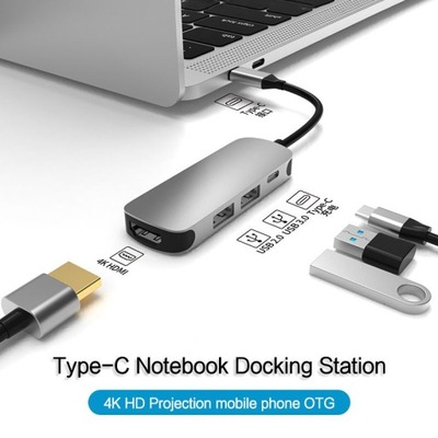 BX4H 5 Ports USB C HUB Type C Adapter to HD HUB