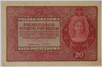 Banknot 20 Marek Polskich - 1919 rok - II Serja GD