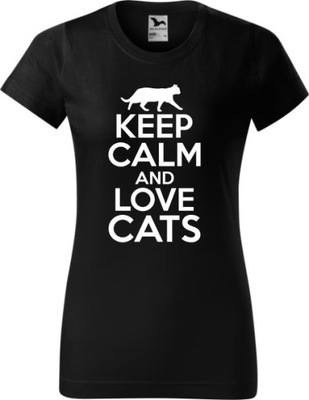 AlleOkazja Koszulka damska KEEP CLAM LOVE CATS Kot