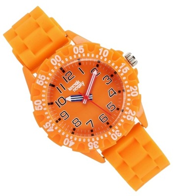 Pomarańczowy dziecięcy wskazówkowy zegarek dla dzecka Knock Nocky +GRATIS