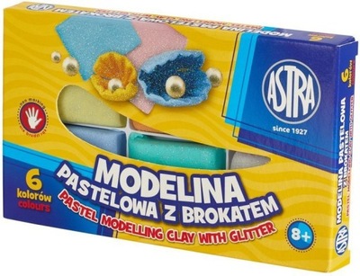 Modelina Pastelowa Z Brokatem 6 Kolorów Astra