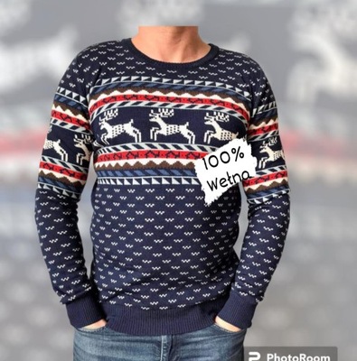 Samsoe&samsoe sweter świąteczny męski 100% wełna Rozmiar S