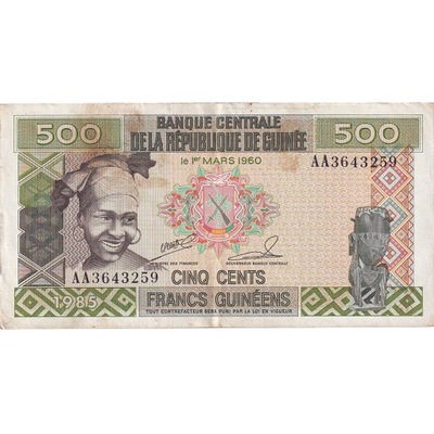Banknot, Gwinea, 500 Francs, 1960, 1960-03-01, KM: