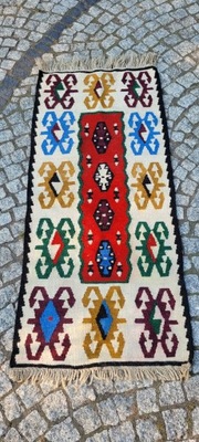 PIĘKNY WEŁNIANY R.TKANY SERBSKI KILIM 56/135CM