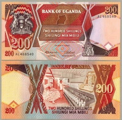 Uganda 200 Shillings 1987 P-32a UNC