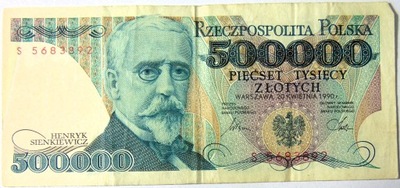 1990 500000 zł złotych Sienkiewicz seria S