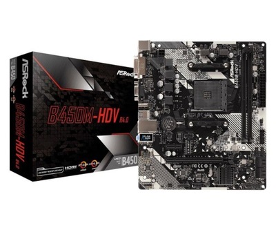 Płyta ASRock B450M-HDV R4.0 /AMD B450/DDR4/SATA3/M.2/ USB3.0/PCIe3.0/AM4/mA