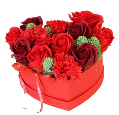 Flower Box Kwiaty Mydlane Serce Walentynki Dzień Kobiet Prezent dla Niej