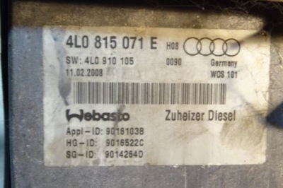 Webasto audi q7 4l 7l0819750g 3.0l дизель 176kw 2012 фото №1