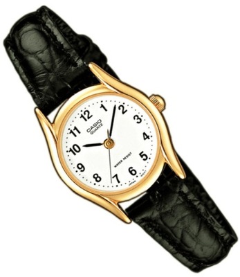 Klasyczny zegarek damski na czarnym pasku skórzanym Casio LTP-1154PQ GRAWER