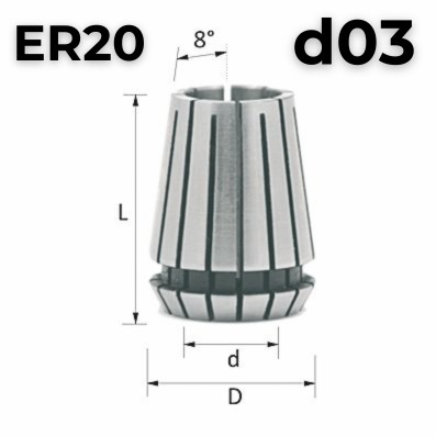 Tuleja zaciskowa ER20 D03