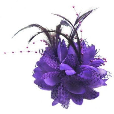 opakowanie Perłowy jedwabny kwiat z piór na stanik, broszkę, nadgarstek, fascynator 2 szt.