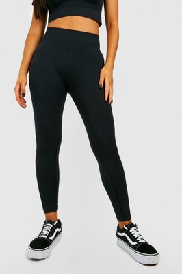 BOOHOO CZARNE LEGGINSY PRĄŻKI K76 NG2__L