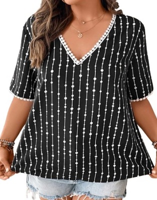 SHEIN BLUZKA PLUS SIZE CZARNA WE WZÓR 46 ŁHC