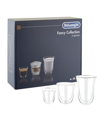 FILIŻANKI SZKLANKI DO LATTE DELONGHI 6 SZT ZESTAW