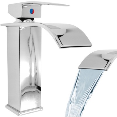 BATERIA ŁAZIENKOWA STOJĄCA CHROM KRAN DO UMYWALKI Z PERLATOREM KOMPLET