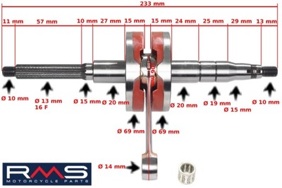 ВАЛ КОЛІНЧАСТИЙ КОЛІНВАЛ MINARELI VERTICAL APRILIA RACING PIN10