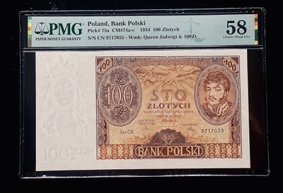 Banknot 100 złotych 1934 Seria CN PMG 58