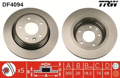 2X DISCO DE FRENADO JAGUAR PARTE TRASERA XJ/XK 8 3,2-6,0 89-06 DF4094  