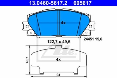 КОЛОДКИ ГАЛЬМІВНІ ПЕРЕД ATE 13.0460-5617.2