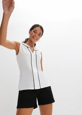 1G1C21 BONPRIX TOP BIAŁY Z LAMÓWKĄ 44