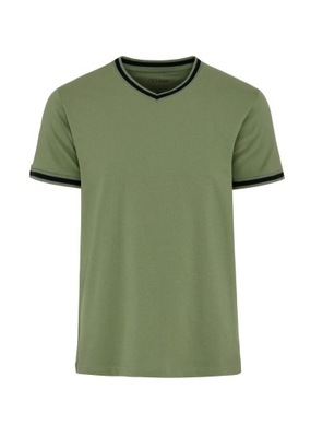 OCHNIK Zielony t-shirt męski w serek TSHMT-0069-50 r. M