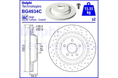 DELPHI ДИСКИ ТОРМОЗНЫЕ ТОРМОЗНЫЕ 2 ШТУКИ. ЗАД MERCEDES M W166 2.2D 3.0D 3.5