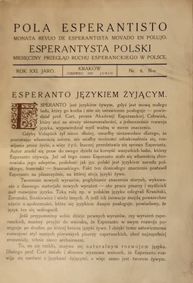 POLA ESPERANTISTO 1927 Nr 6 - Esperanto językiem żyjącym