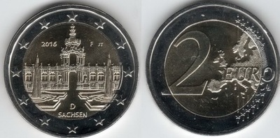 2 Euro 2016 - Niemcy Saksonia ( Zwinger Drezno ) Mennica D