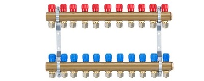 Rozdzielacz 11 sekcjI do grzejników c.o. mosiężny