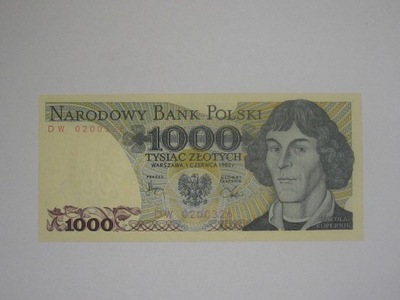 Polska Banknot 1000 złotych DW ! 1982 Kopernik UNC