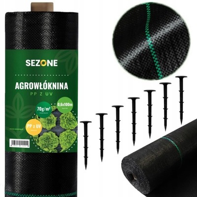 MOCNA AGROWŁÓKNINA 0,6x100m AGROTKANINA ANTYCHWASTOWA CZARNA 70g UV SZPILKI