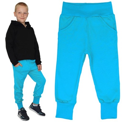 Niebieskie spodnie chłopięce bawełna kieszenie 152 ROBIK