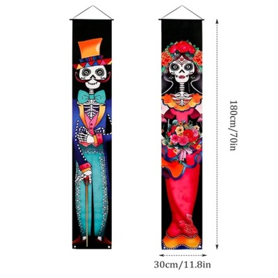 Halloween Decoration Hanging Door Curtain Banner Mexican Day Of The Dead