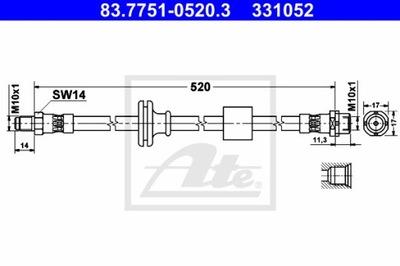 ATE 83.7751-0520.3 ПАТРУБОК ТОРМОЗНОЙ ГИБКИЙ