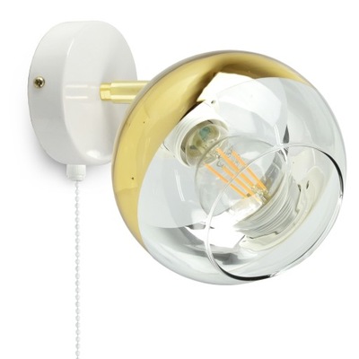 Lampa Ścienna Kinkiet Biały Złoty GLASS KGW-1 LED