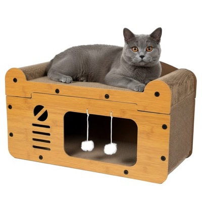 DRAPAK DOMEK DLA KOTA LEGOWISKO Z TEKTURY I MDF EKOLOGICZNY Piętrowy